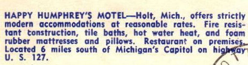 Humphreys Motel (Humphrey Motel, Happys Inn Motel) - Vintage Postcard